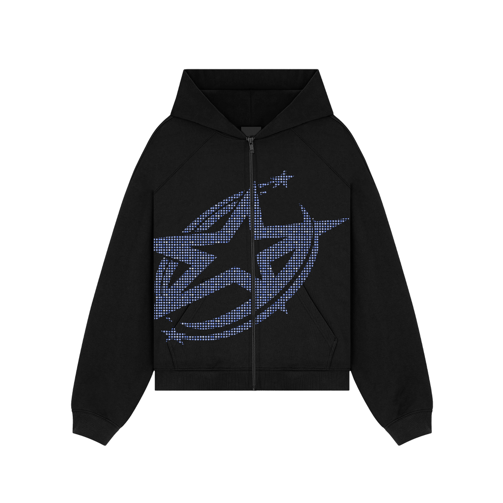 Starhinestone Blue Zip-UP Hoodie